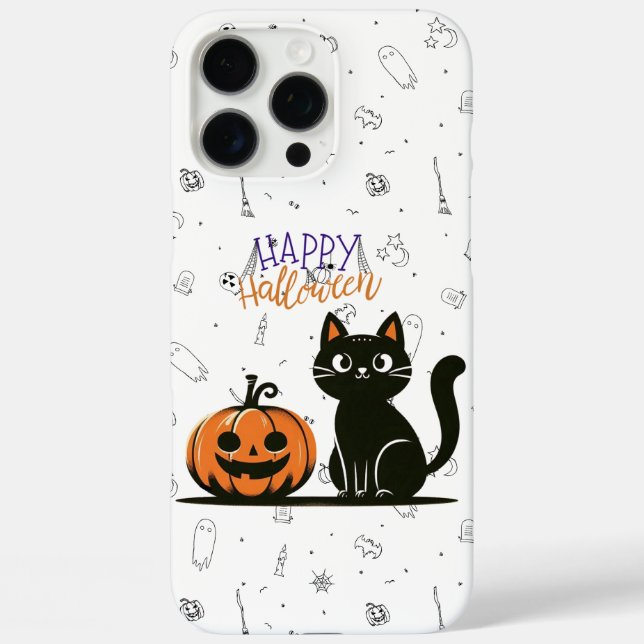 Happy Halloween cat & pumpkin Case-Mate iPhone Case (Back)