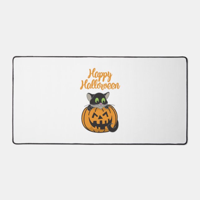 Happy Halloween Cat Pumpkin Desk Mat (Front)