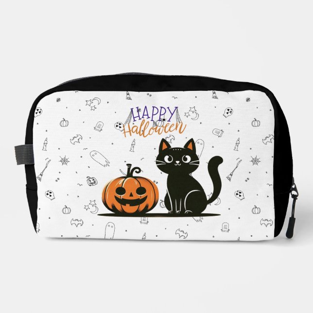 Happy Halloween cat & pumpkin Dopp Kit (Front)