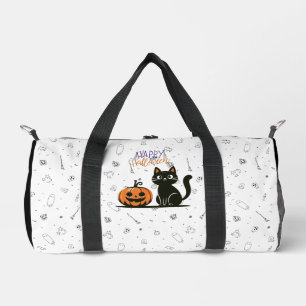 Happy Halloween cat & pumpkin Duffle Bag