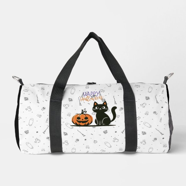 Happy Halloween cat & pumpkin Duffle Bag (Front)