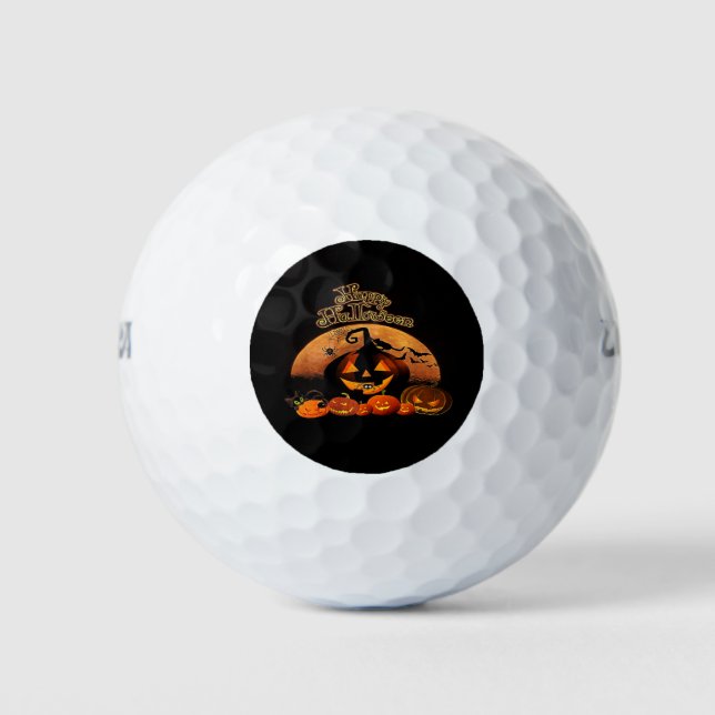 Happy Halloween Cat Pumpkin Golf Balls (Front)