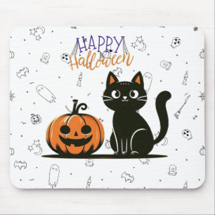 Happy Halloween cat & pumpkin Mouse Pad