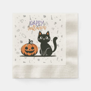 Happy Halloween cat & pumpkin Napkin
