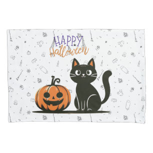 Happy Halloween cat & pumpkin Pillowcase