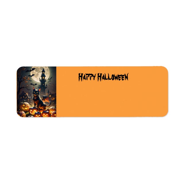 Happy Halloween cat Return Address Label (Front)