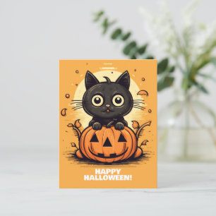 Happy Halloween Cat - Spooky Cat Lover's Postcard