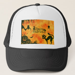 happy halloween cat trucker hat