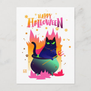 Happy Halloween Cat Vinsant Postcard