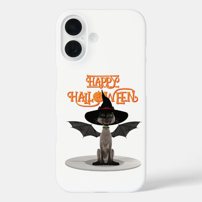 Happy Halloween. Cat with wings and witch's hat Case-Mate iPhone Case (Back)