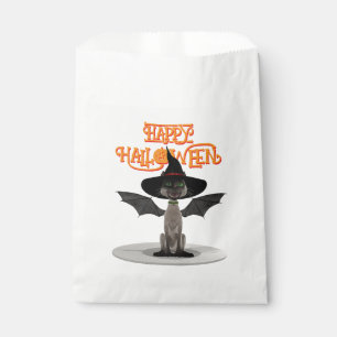 Happy Halloween. Cat with wings and witch's hat Favour Bag