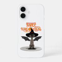 Happy Halloween. Cat with wings and witch's hat