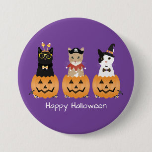 Happy Halloween Cats Jack O Lantern 7.5 Cm Round Badge