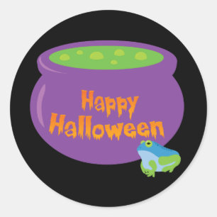 Happy Halloween Cauldron Classic Round Sticker