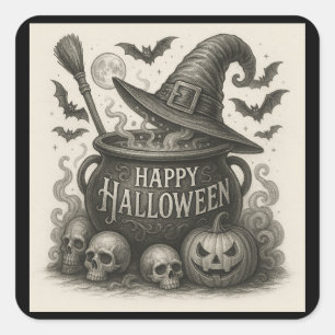 Happy Halloween Cauldron Stickers