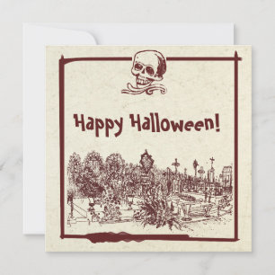 Happy Halloween Cemetery Flat Holiday Card