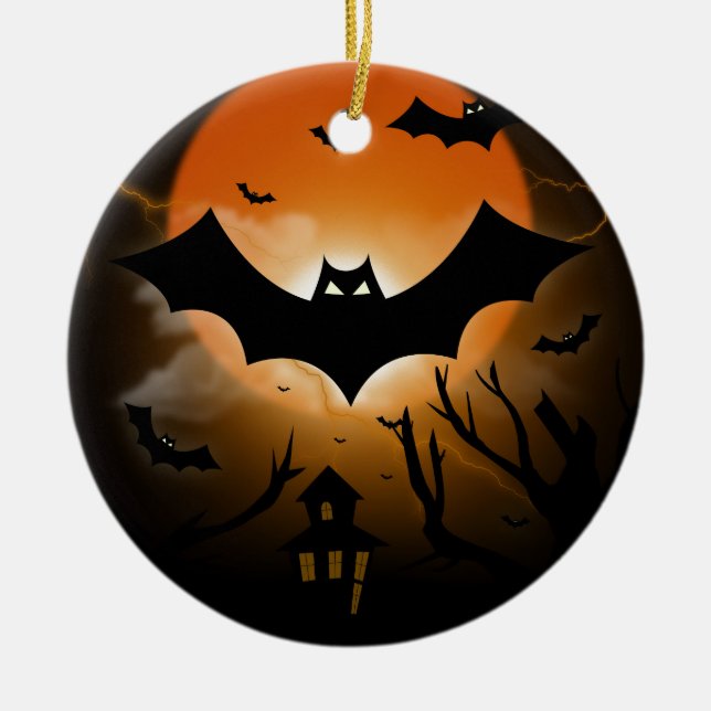 Happy Halloween Ceramic Ornament (Front)