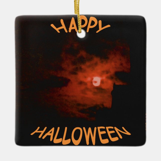 Happy Halloween Ceramic Ornament (Front)