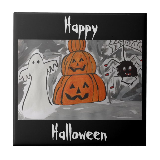 Happy Halloween Ceramic Tile (Front)