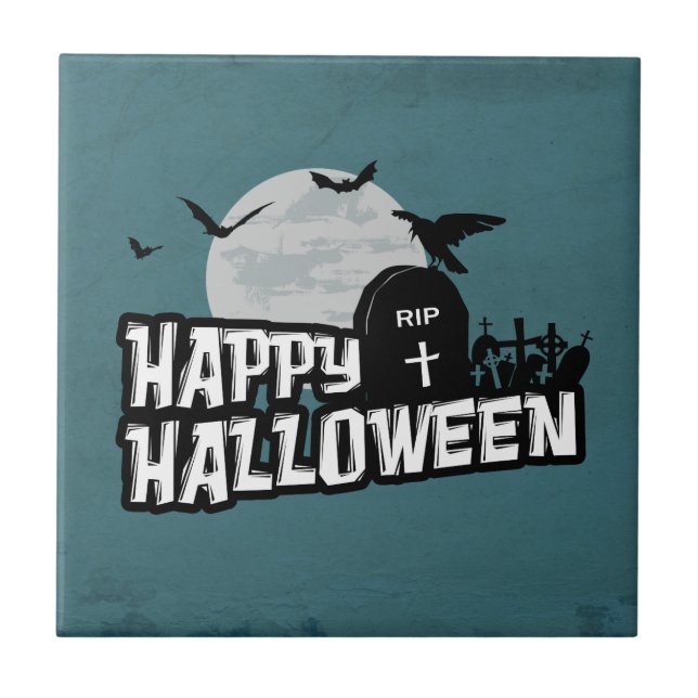 Happy Halloween Ceramic Tile (Front)