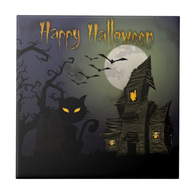 Happy Halloween Ceramic Tile (Front)