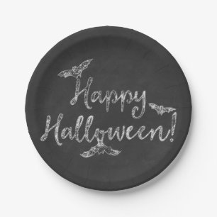 Happy Halloween Chalkboard Chalk Holiday Party Paper Plate