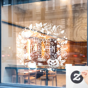 Happy Halloween Chalkboard Wreath Window Cling