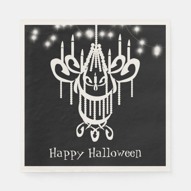 Happy Halloween Chandelier Black and White Napkin (Front)
