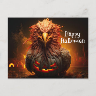 Happy Halloween Chicken Rooster Pumpkin Farm Paper Postcard