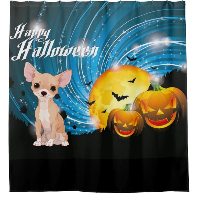 Happy Halloween Chihuahua Shower Curtain (Front)