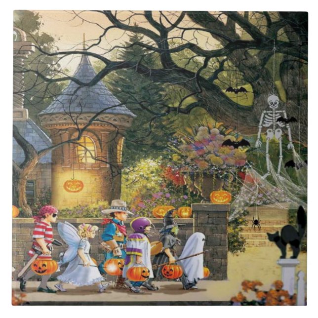 Happy Halloween Children Ceramic Tile (Front)