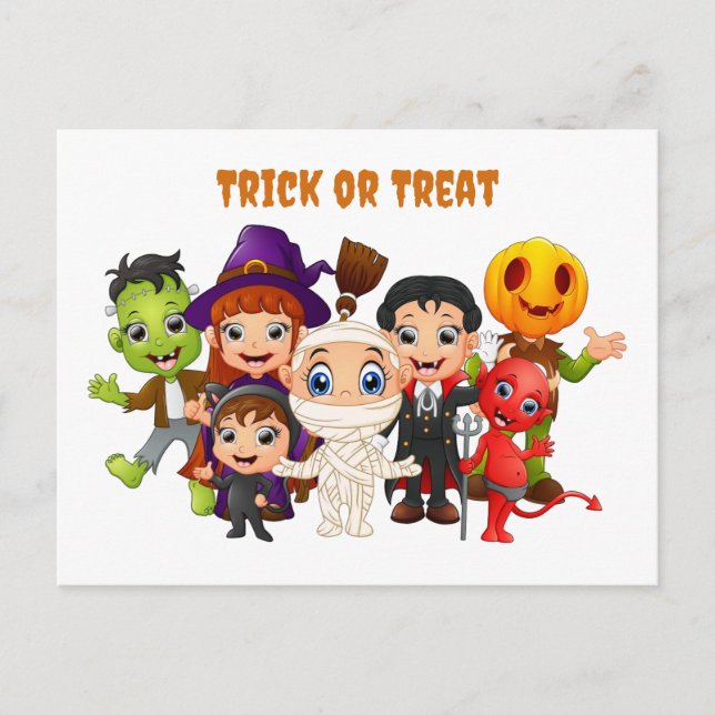 Happy Halloween Children Holiday Postcard (Front)