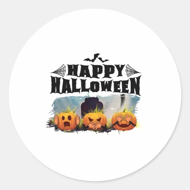 Happy Halloween                                    Classic Round Sticker (Front)