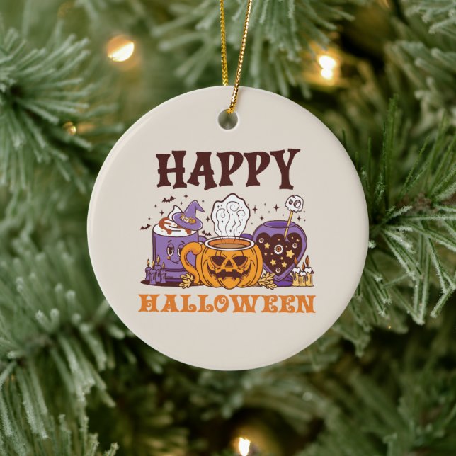 Happy Halloween Coffee Brew Ceramic Ornament (Tree)