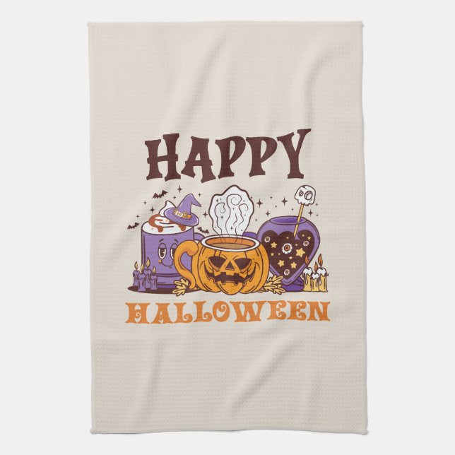Happy Halloween Coffee Brew Tea Towel (Vertical)