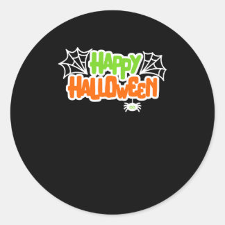 Happy Halloween Colourful Cute Spider Web Classic Round Sticker