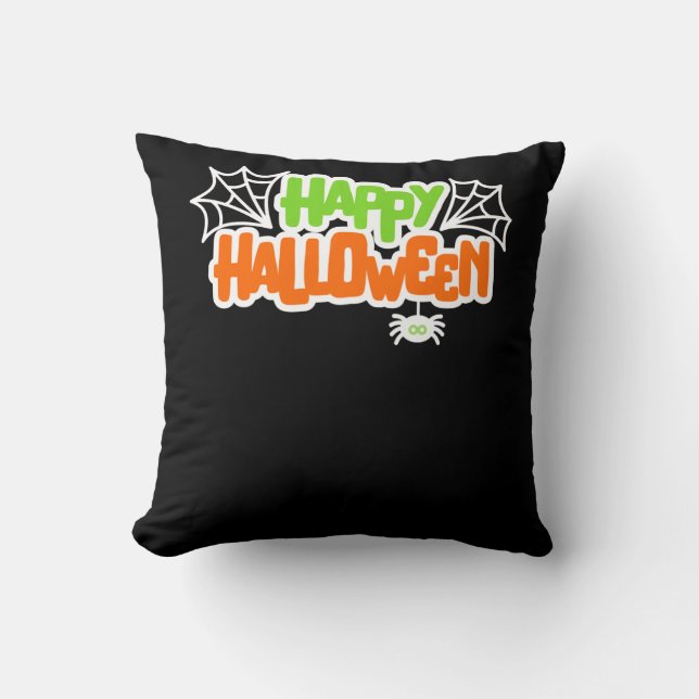 Happy Halloween Colourful Cute Spider Web Cushion (Front)