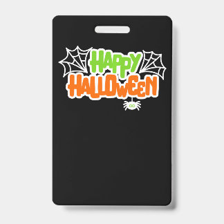 Happy Halloween Colourful Cute Spider Web ID Badge