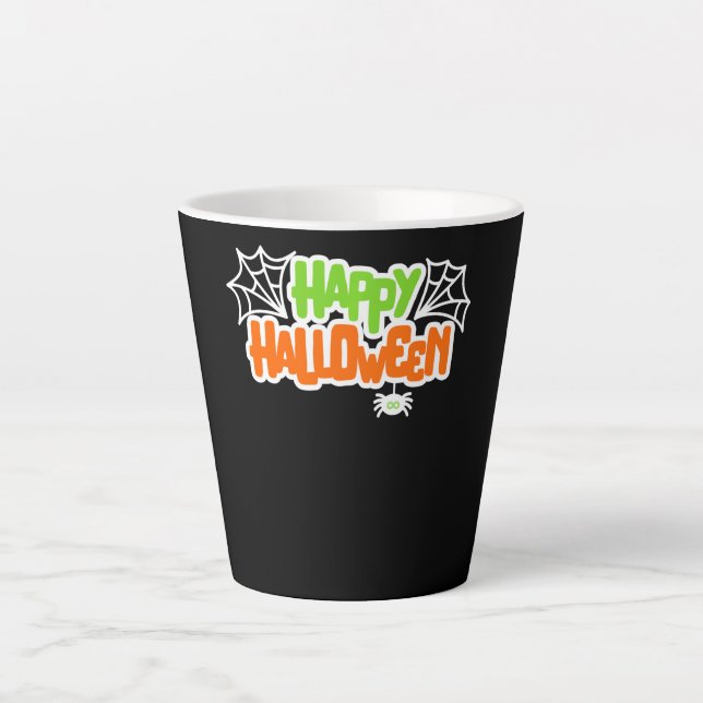 Happy Halloween Colourful Cute Spider Web Latte Mug (Front)