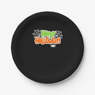 Happy Halloween Colourful Cute Spider Web Paper Plate