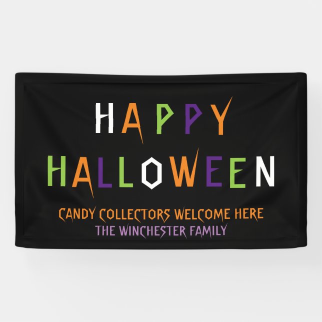 Happy Halloween colourful funny spooky custom text Banner (Horizontal)