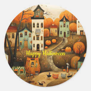 Happy Halloween colourful illustration Classic Round Sticker