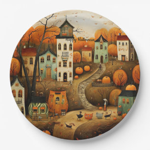 Happy Halloween colourful illustration Paper Plate