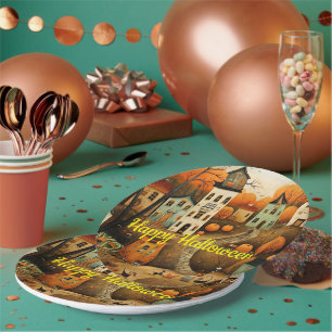 Happy Halloween colourful illustration Paper Plate