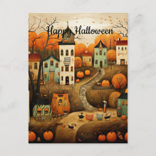 Happy Halloween colourful illustration Postcard
