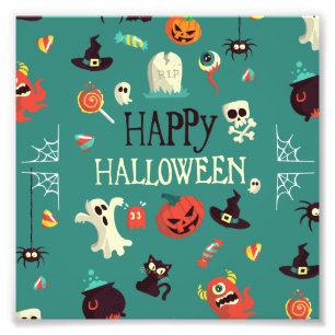 Happy Halloween  Colourful Pattern Photo Print