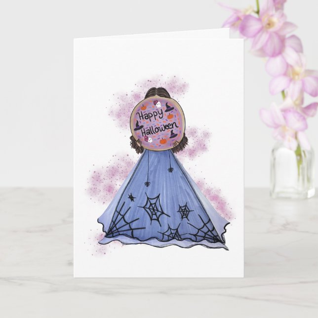 Happy Halloween Cookie Illustration Card (Orchid)