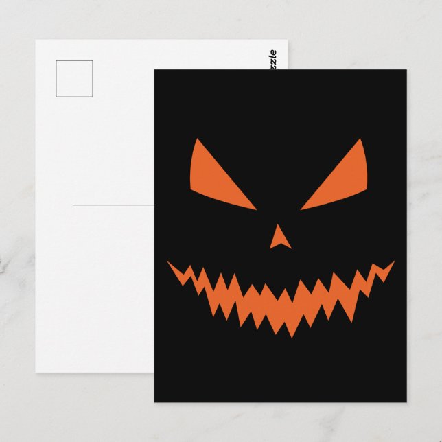 Happy Halloween Cool scary Jack O'Lantern pumpkin Postcard (Front/Back)