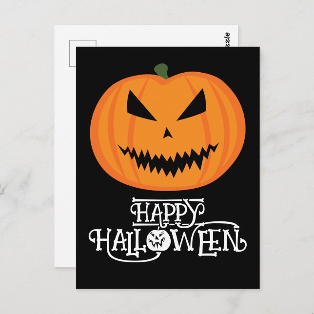 Happy Halloween Cool scary Jack O'Lantern pumpkin Postcard (Front/Back)