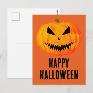 Happy Halloween Cool scary Jack O'Lantern pumpkin Postcard